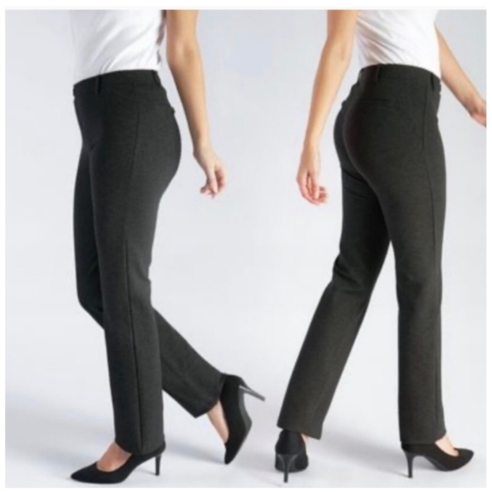 Betabrand‎ Dress Pant Yoga Pants Charcoal Gray Straight Leg W0076-YP M Medium